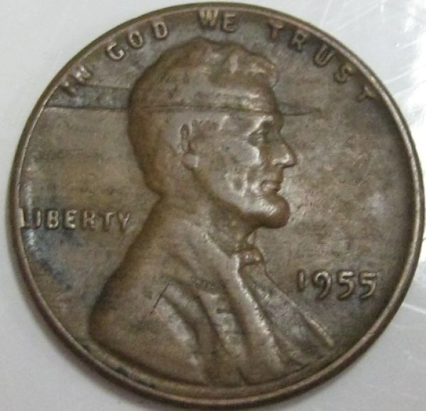 1955-P-Lincoln-Penny-Took-One-Through-The-Head