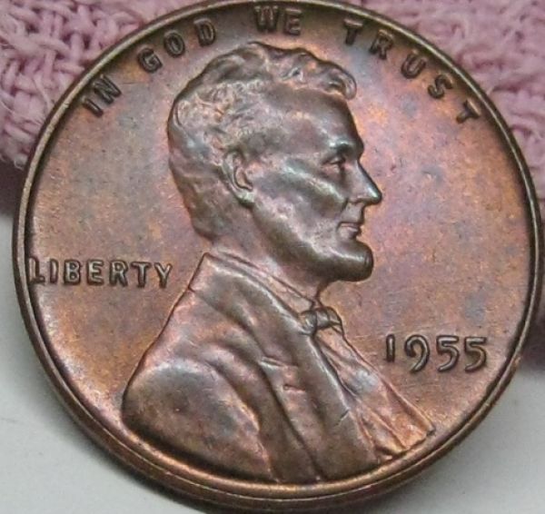 1955-P-Lincoln-Penny.nice-Rainbow-Grade-Me-Please