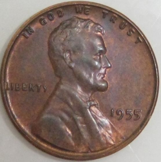 1955-P-Lincoln-Penny.nice-Rainbow-Grade-Me-Please