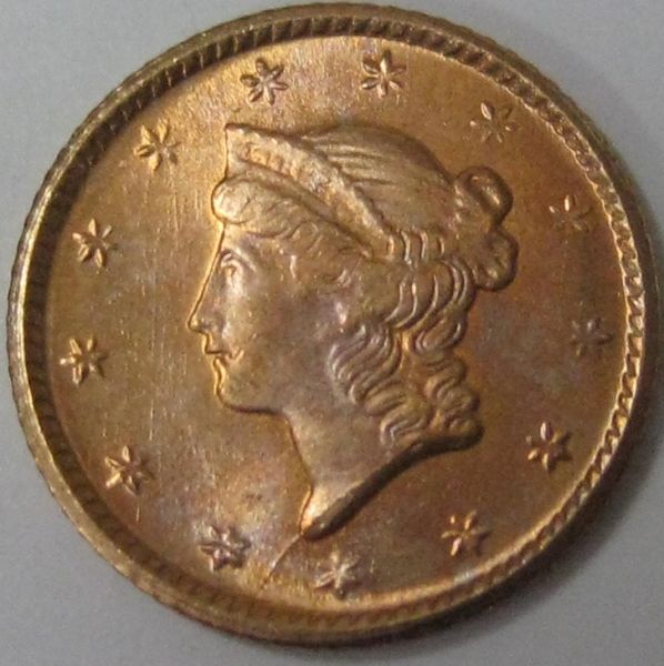 1853-P-1-Dollar-Gold-Coin-Die-Scratches-Breaks-Chips