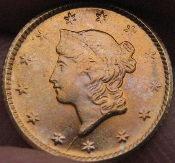 1853-P-1-Dollar-Gold-Coin-Die-Scratches-Breaks-Chips