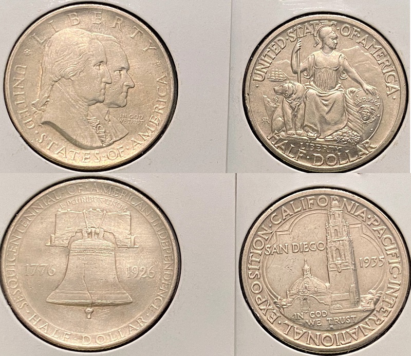 6-Commemorative-Half-Dollars-1926-1935-1937-1936-1925-1926