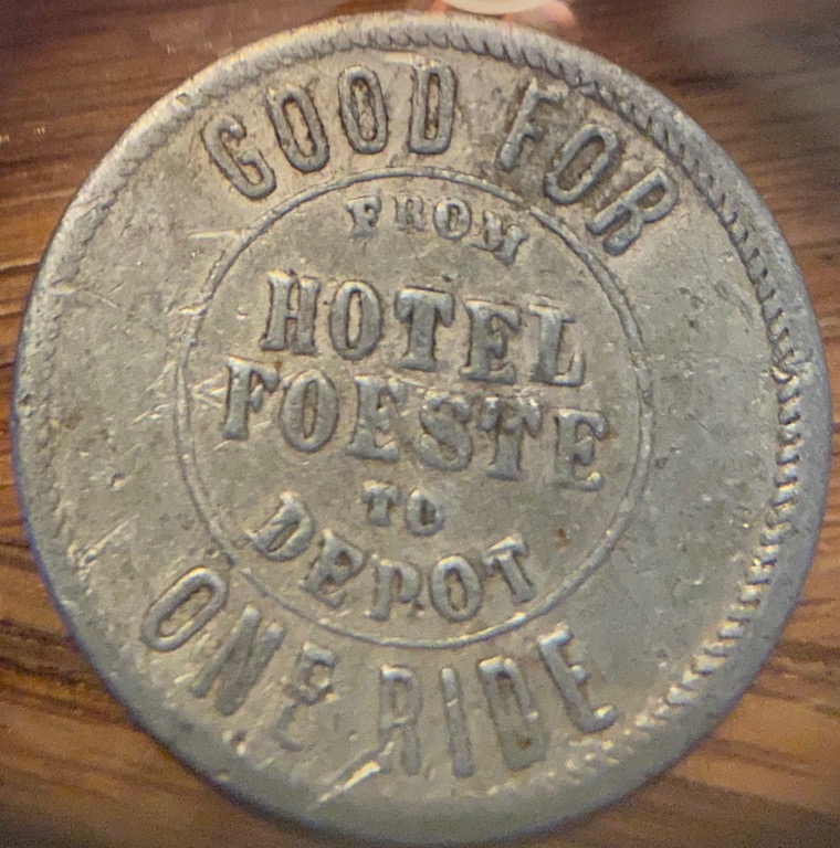 Foeste-Hotel-Sheboygan-Wis.-Good-For-One-Ride-From-Hotel-To-Depot.-Token