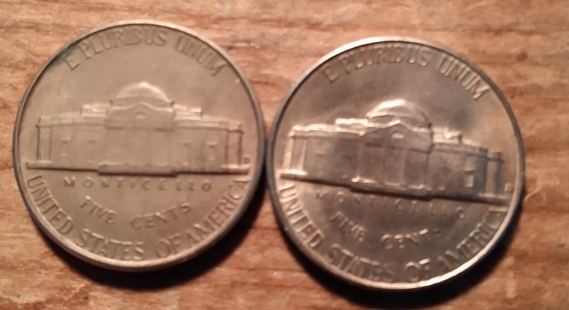 2-1950-D-Jefferson-Nickels---One-Has-A-Weak-MM-And-Is-Very-Near-The-Rim
