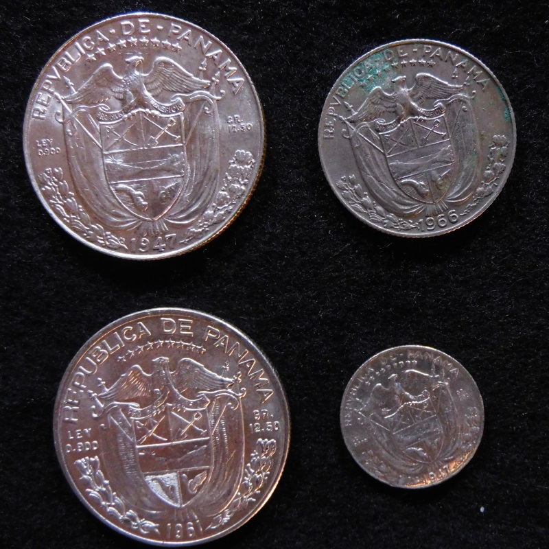 Panama-Balboa-4-Coin-Collection-1947,-1961,-1966