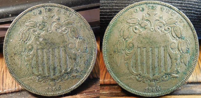 1866-Shield-Nickel-Help---Update:-Soaked-In-Acetone.