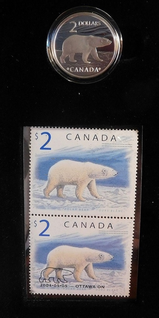 2004-Polar-Bear-Coin-And-Stamp-Set