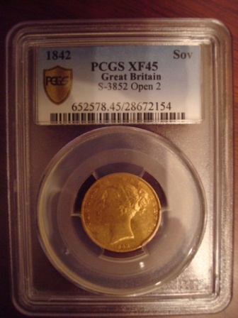 Gold-Sovereign-Victoria-1842-Open-2-Varietyvery-Rare!