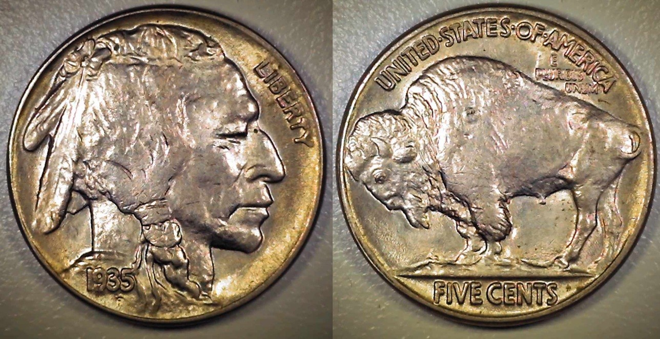 1935-Buffalo-Nickel-Die-Clash-&-Sm.-Lamination