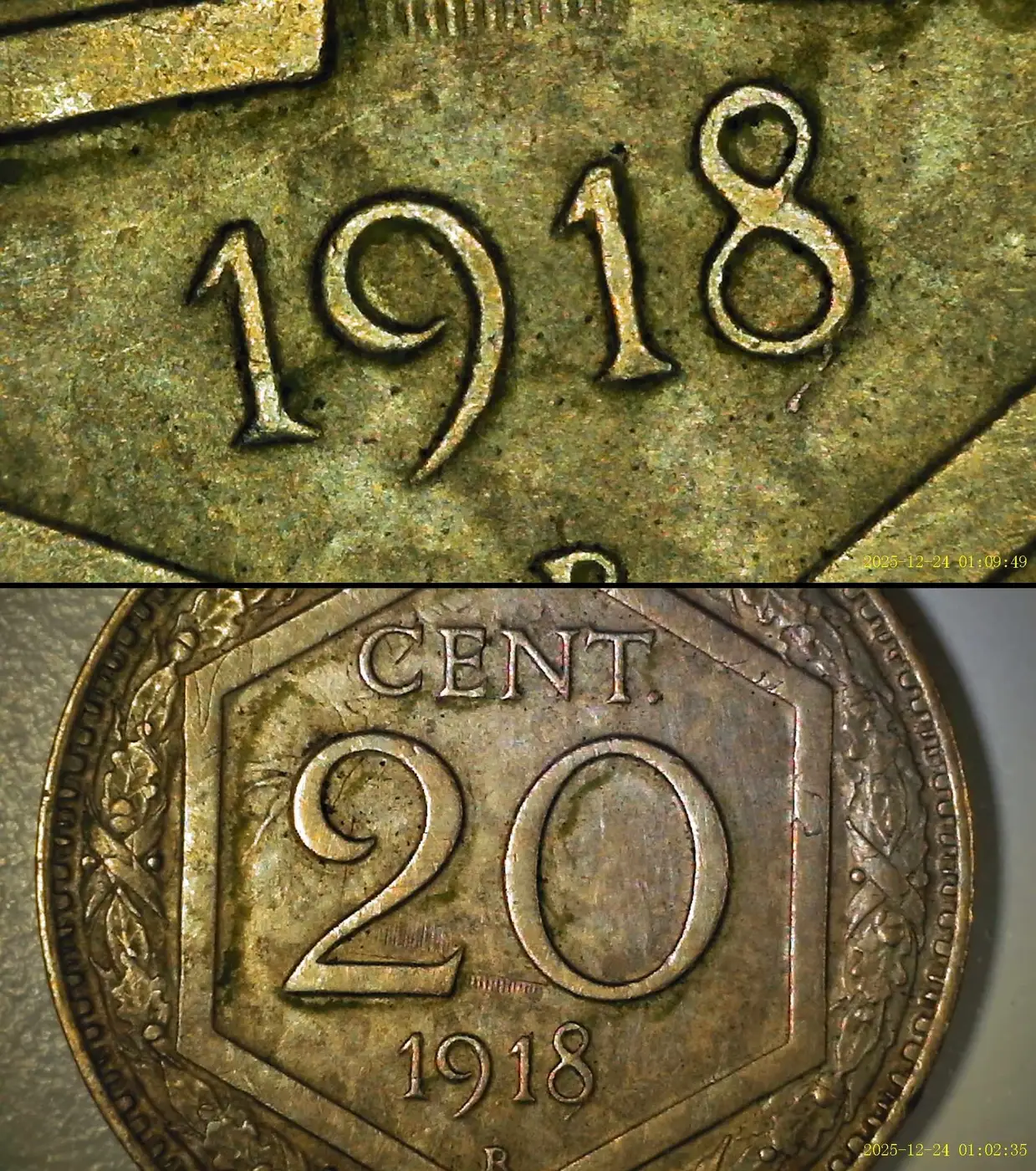 Another-1918-Italian-20-Centesimi---Overstruck-On-KM#28