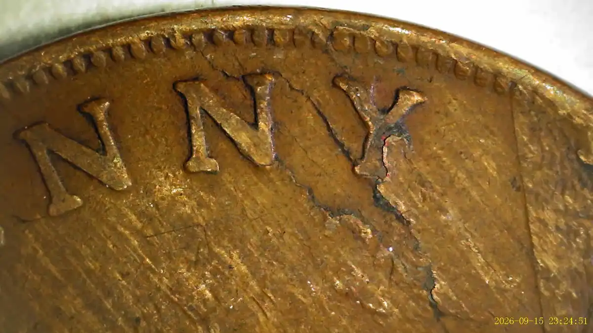 1921-Great-Britain---1-Penny-W/Severe-Lamination