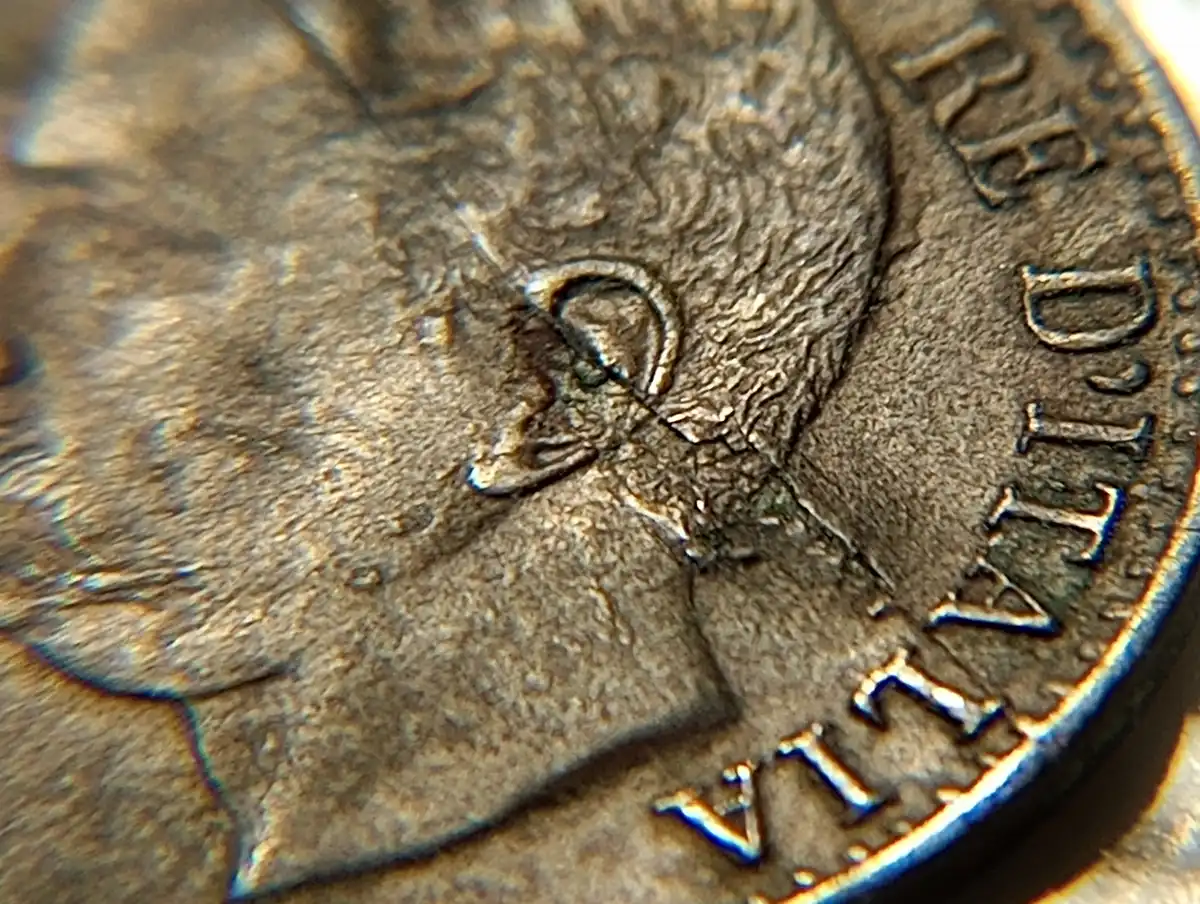 1895-R-Italy---1-Centesimo-W/Impact-Induced-Bi-Level-Radial-Die-Crack