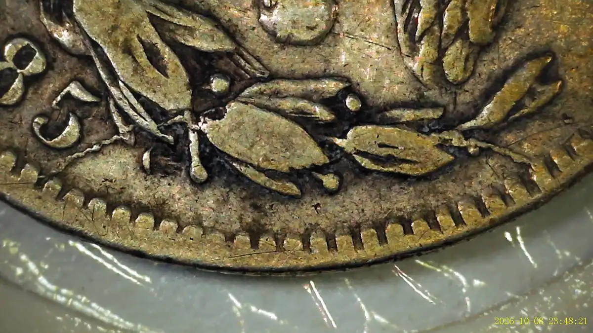 1885-Zs-Mexico---25-Centavos-W/Arcing-Die-Crack,-Tilted-&-Re-Punched-Reverse-Die