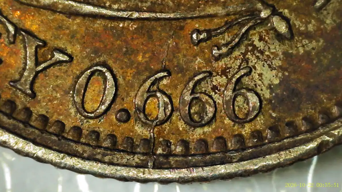1897-Colombia---10-Centavos-W/Shattered-Die,-Re-Punched-Letters,-And-A-Possible-Small-Clip