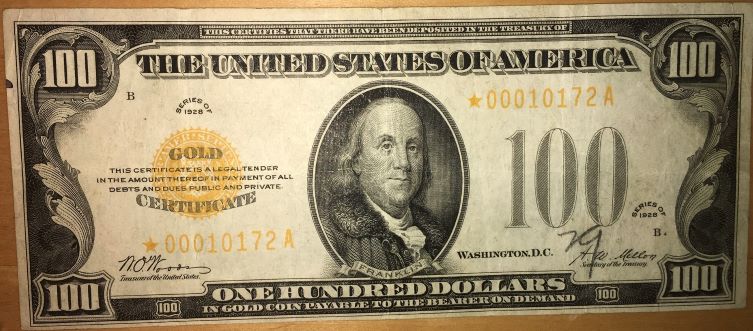 1928-$100-Gold-Certificate-Star-Note