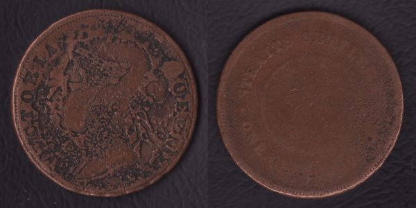 Straits-Settlements-1-Cent-Coin---Incused-Lettering-Error?