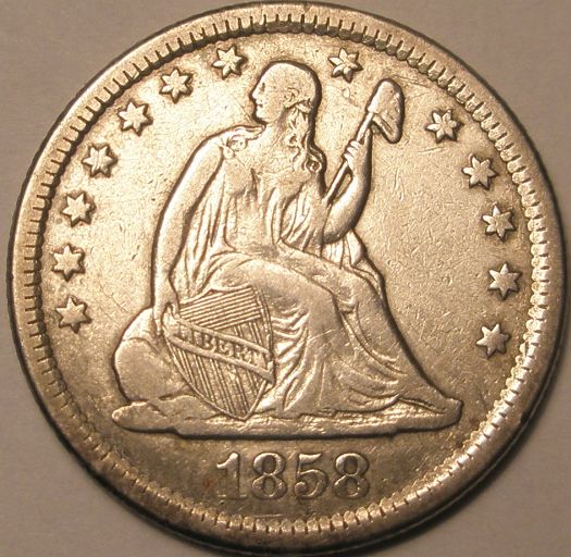 1858-O-Seated-Liberty-Quarter