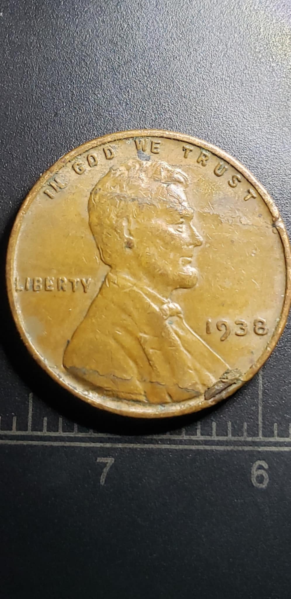 1938-P--1c-Wheat-Penny---Error-Check---Struck-Through?