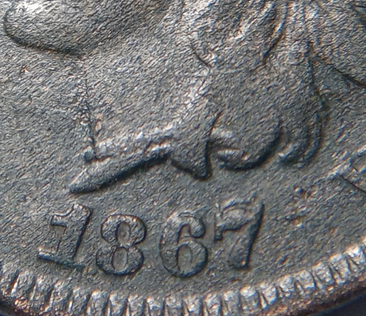 1867/67-Indian-Cent-RPD-High-Grade,-But-Corrosion