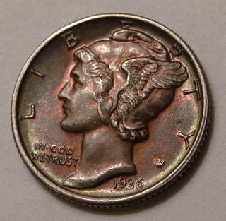 Burgundy-Toning-On-Mercury-Dime