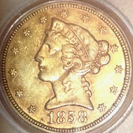 1858-Gold-$5-Eagle