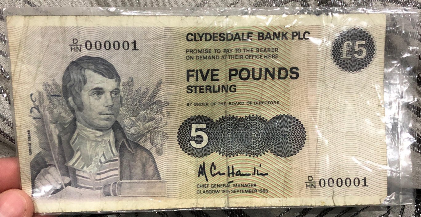 A-Scottish-�5-Note-With-000001-Serial-Number