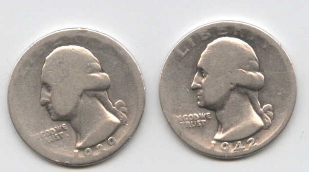 Washington-Silver-Quarter-1939-And-1942