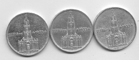 2-Reichsmark-1934A,-1934-D,-1934f-III-Reich-Germany