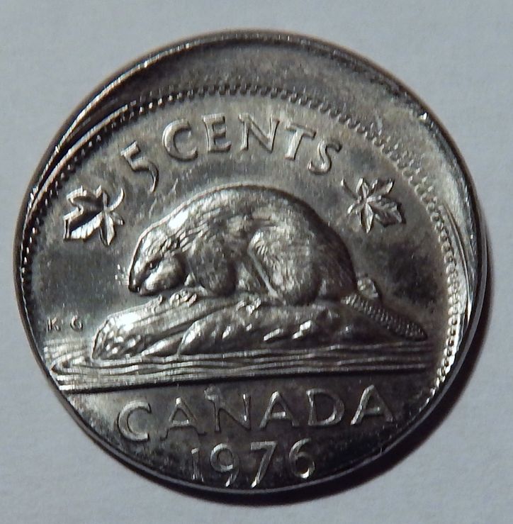 1979-5-Cents-Stamped-On-1-Cent-Planchet-+-3-Off-Centre