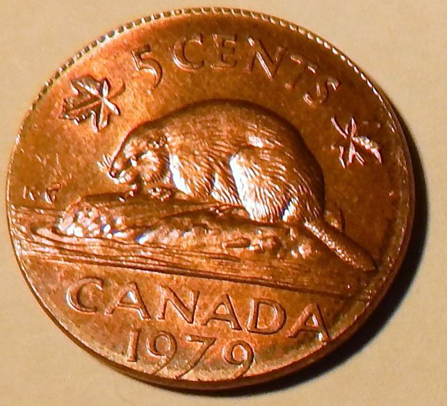 1979-5-Cents-Stamped-On-1-Cent-Planchet-+-3-Off-Centre