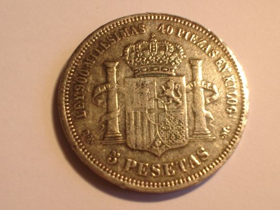 1871-5-Pesetas-Counterstruck-|-Azores-Counterfeit?