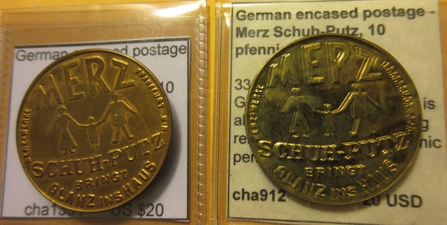 Encased-German-Postage-Stamp,-Double-Struck