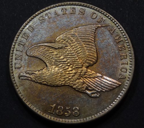 1858-Flying-Eagle---Sm-Letters---Amazing-Toning---Grade?