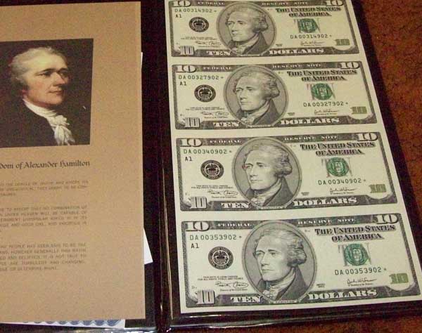Uncut-Sheets-Of-4-Star-Notes-$1,-$5,-$10,-$20