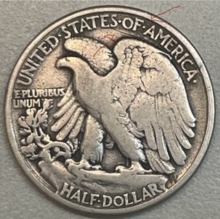 1942-No-Mint-Mark-Half-Dollar---Looks-To-Be-Struck-On-Damaged-Planchet.