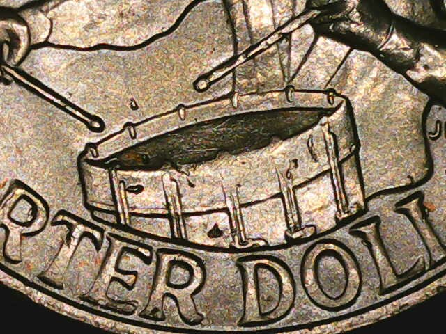 1976-Bi-Centennial-Quarter-With-Die-Chips/Slug-Marks-In-The-Drum?