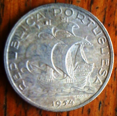 Portugal-1954-Silver-10-Escudos