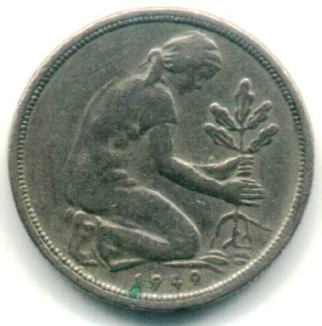 Germany-1949-Bdl-50-Pfennig-And-1950-10-Pfennig
