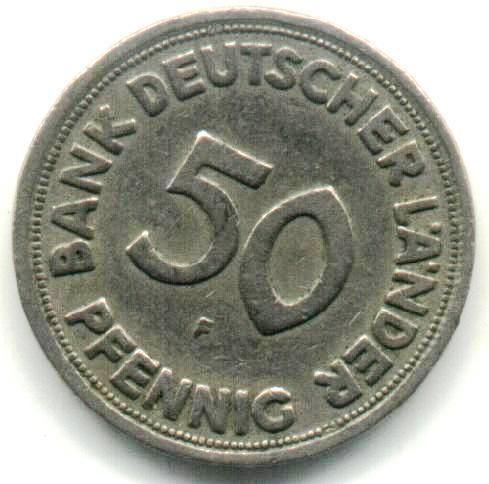 Germany-1949-Bdl-50-Pfennig-And-1950-10-Pfennig
