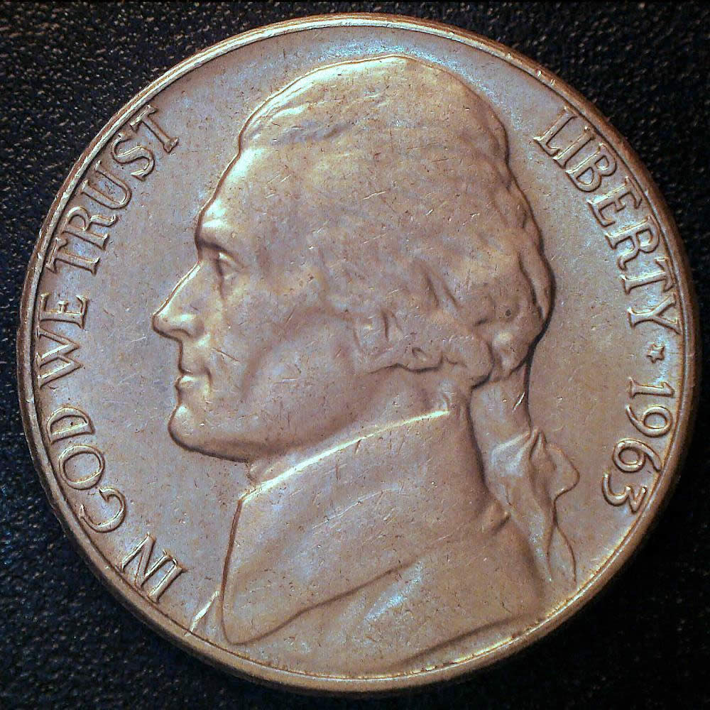 1963-D-Jefferson-Nickel,-Not-Full-Step,-Nice-Strike