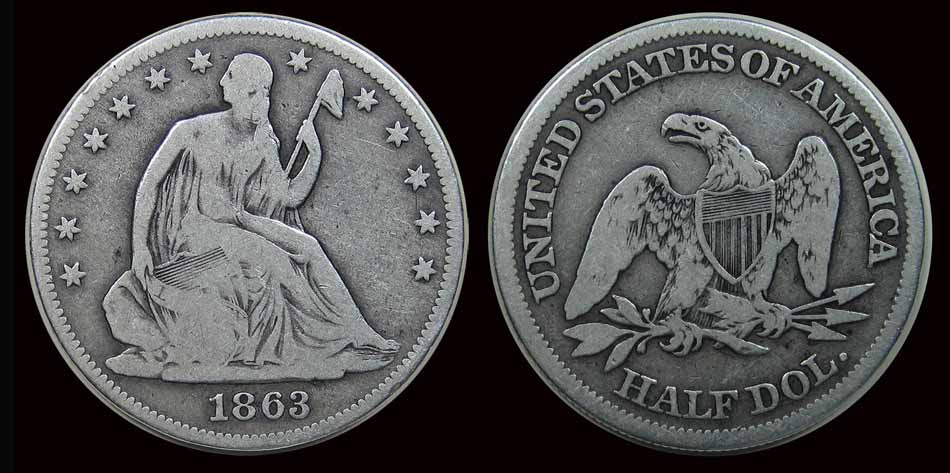 Grade-...-1863-Liberty-Seated-Half-Dollar