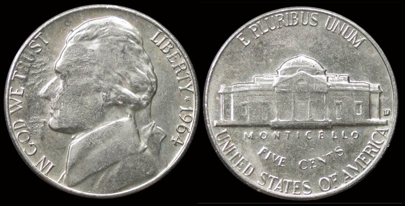 1964-D-Jefferson-Nickel---Obverse-Delamination
