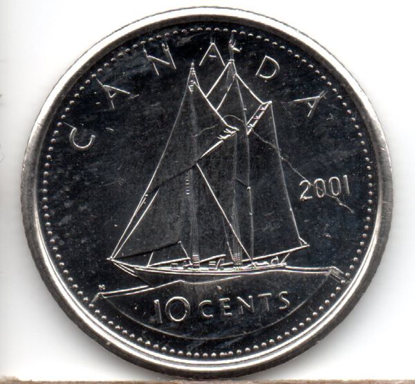 2001-10-Cents-Rev.-Struck-Through-Wire-And-Die-Failing.