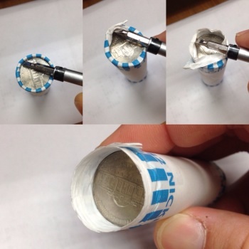 Wrapped-Coins-In-Boxes,-How-Do-You-Open-The-Rolls?