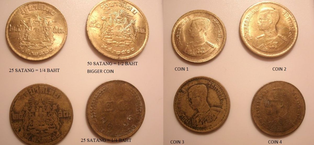 4-Unidentified-Coins,-From-Thailand?-|-25-&-50-Satang