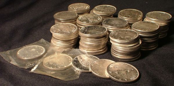 Amazing-Lot-Of-115-Silver-Canadian-Dollars!