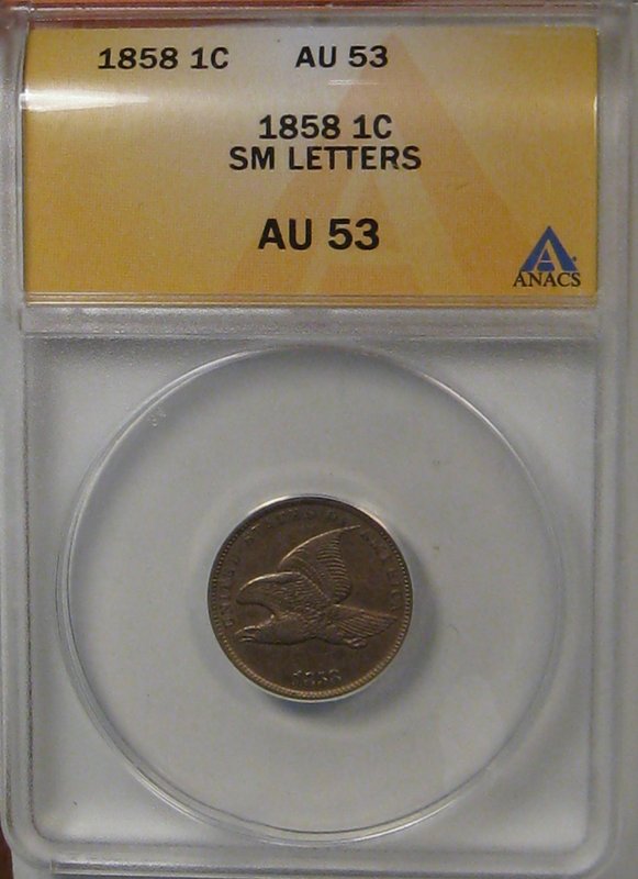 1858-Sm.-Letters-Flying-Eagle-Cent,-You-V.-ANACS
