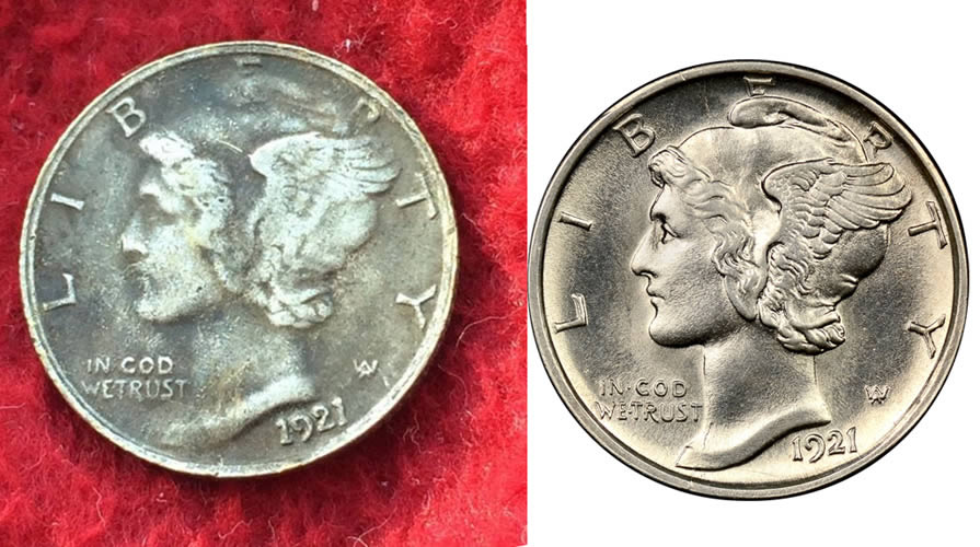 Counterfeit-1921-D-And-1916-D-Mercury-Dimes