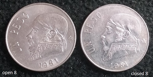 Contest-To-Win-Mexico-1981-Un-Peso-Open-And-Closed-Date-Varieties