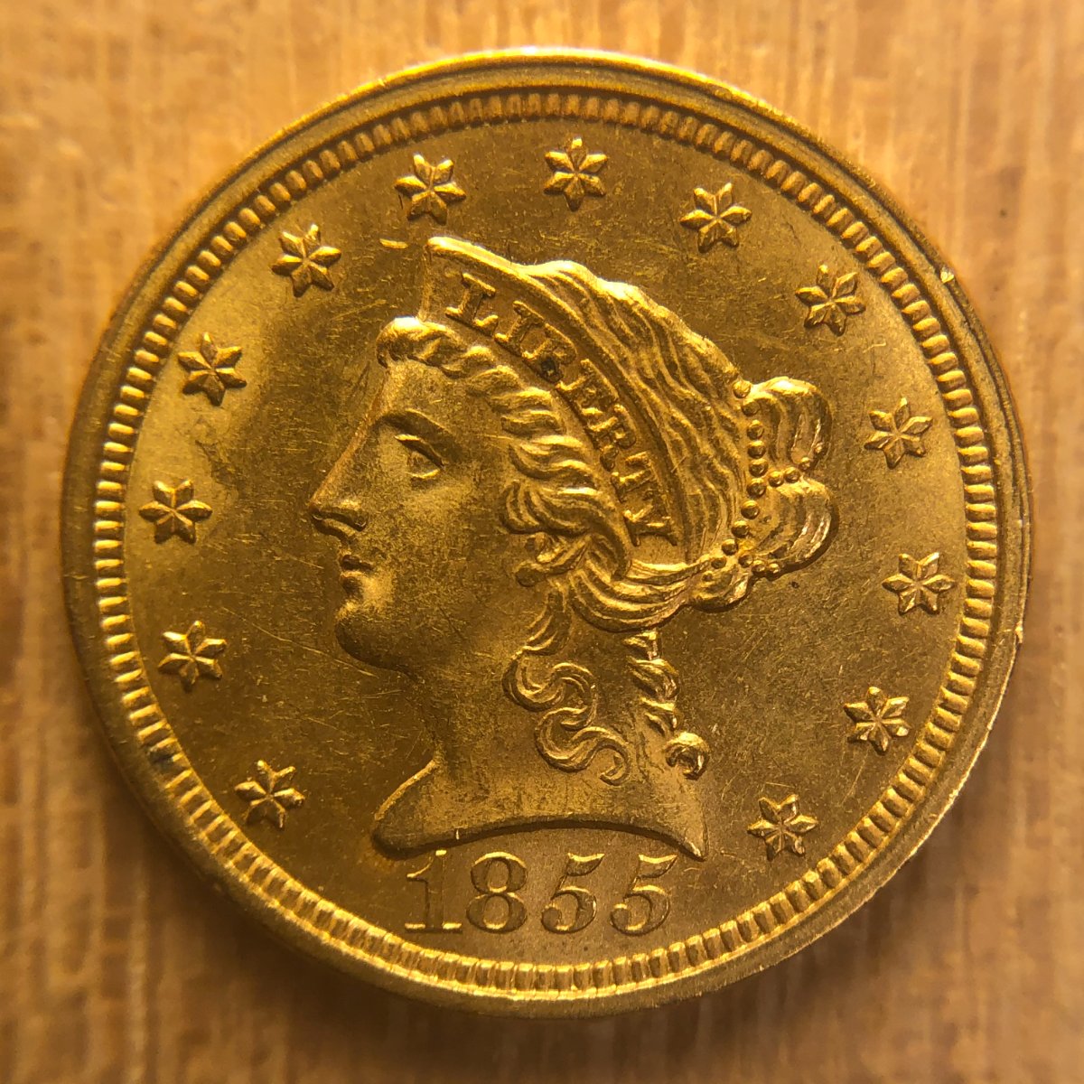 1855-Liberty-Head-Quarter-Eagle-For-Grading